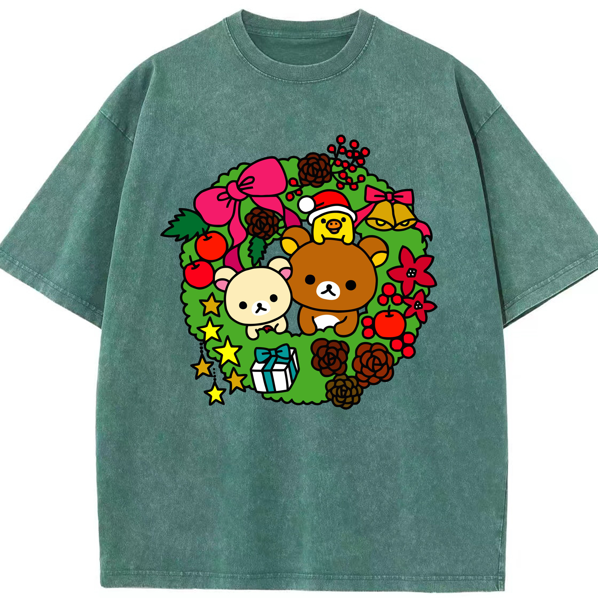 （画像用） リラックマ リラックマ キイロイトリ Rilakkuma Korilakkuma Kiiroitori 綿100% ヴィンテージ風 半袖Tシャツ（フロントプリント）